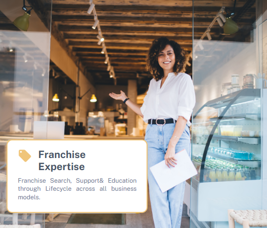 Franchise expert welcoming customers at a store